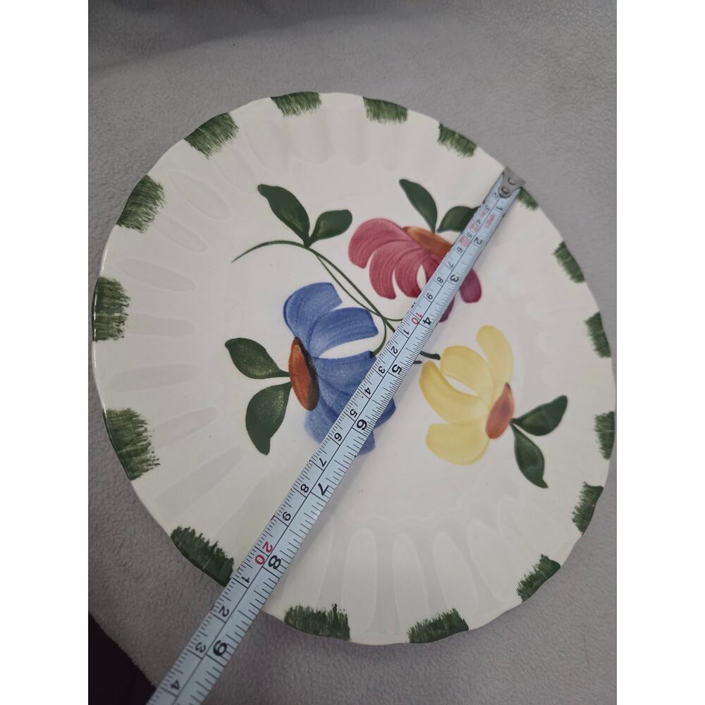 Vtg Blue Ridge Pottery Floral Hand Painted Plate Ribbed Ruffle - Picture 4 of 4